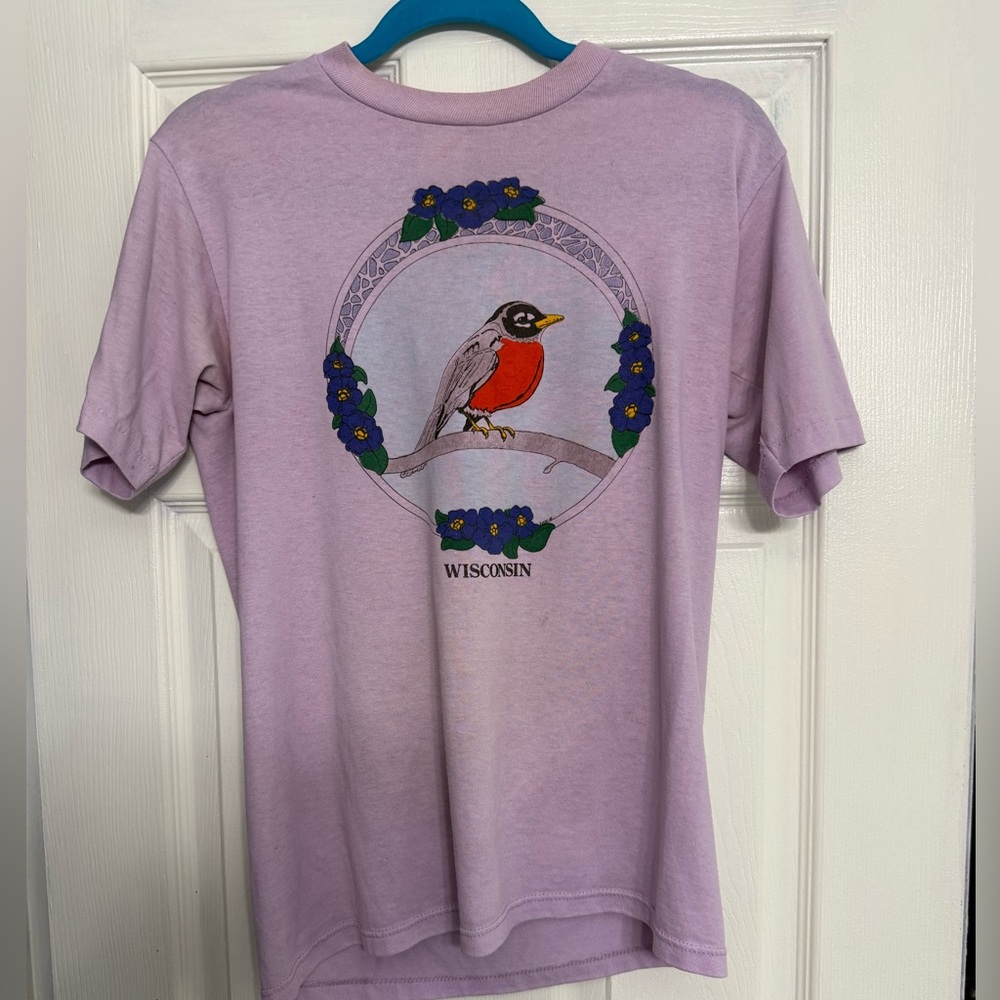 VINTAGE Wisconsin State Bird State Flower Tshirt